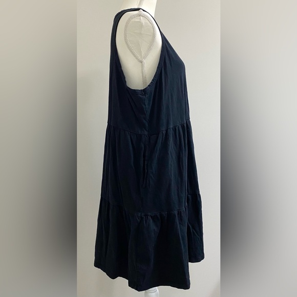 GAP Womens XXL Solid Black Sleeveless Tiered Ruffle Flounce Dress Classic Preppy - Picture 8 of 16